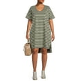 thumbnail image 3 of Terra & Sky Women's Plus Size V-Neck T-Shirt Dress with High Low Hem, 3 of 5