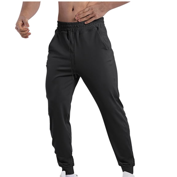 YLSDY Men's Lightweight Sweatpants Pockets Joggers Workout Athletic Tapered Pants Drawstring Jogging Trousers Black L