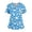 Blue, variant on Plus Size Scrub Tops for Women Floral Print V Neck Side Slit Casual Shirts Short Sleeve Summer Nurse Uniform Shirt with Pockets Green 2XL
