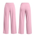 thumbnail image 3 of Mifsaly Running Pants Women High Waisted Wide Leg Yoga Pant Soft Comfortable Stretchy Gym Outdoor Hiking Athletic Workout Outfits with Pockets Pink,L, 3 of 8