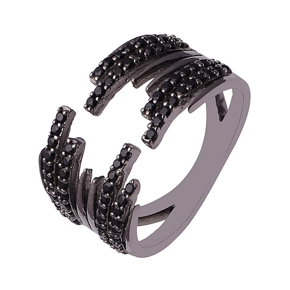 Round Black Spinel Gemstone 925 Sterling Silver Eternity Women Valentines Day Gifts Ring US-6.5