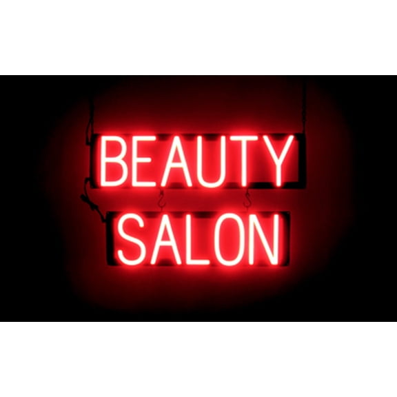 SpellBrite BEAUTY SALON LED Sign for Business. 24.0" x 15.0" Red BEAUTY SALON Sign Has Neon Sign Look With Energy Efficient LED Light Source. Visible from 500 Feet, 8 Animation Settings.