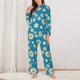 thumbnail image 2 of Gukieu Daisies Flowers Print Women's Long Sleeve Pajama Set, Button Top Elastic Pocket Pajama Pants Two Piece Set Home Wear-X-Large, 2 of 7