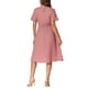 thumbnail image 3 of INSPIRE CHIC Vestido midi casual con mangas cortas en capa, cintura elástica, cuello redondo y plisado en color rosa, talla XS, 3 of 6