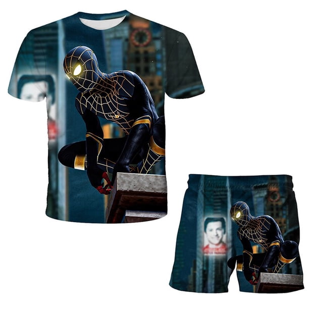 NOVEDAD DE VERANO 2022, traje para niños, moda Marvel Spider-man, conjuntos para niños y niñas, Top de manga corta y pantalones cortos, 2 uds., ropa informal 3D para niños, 10T zhangyuxiang CONDUJO