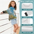 thumbnail image 6 of Xoenoiee West Highland White Terrier Flower Print Girls Loose Crewneck Sweatshirt Side Slit Long Sleeve Casual Pullover Drop Shoulder Sweatshirts for Teens Kids, 11-12 Years, 6 of 7