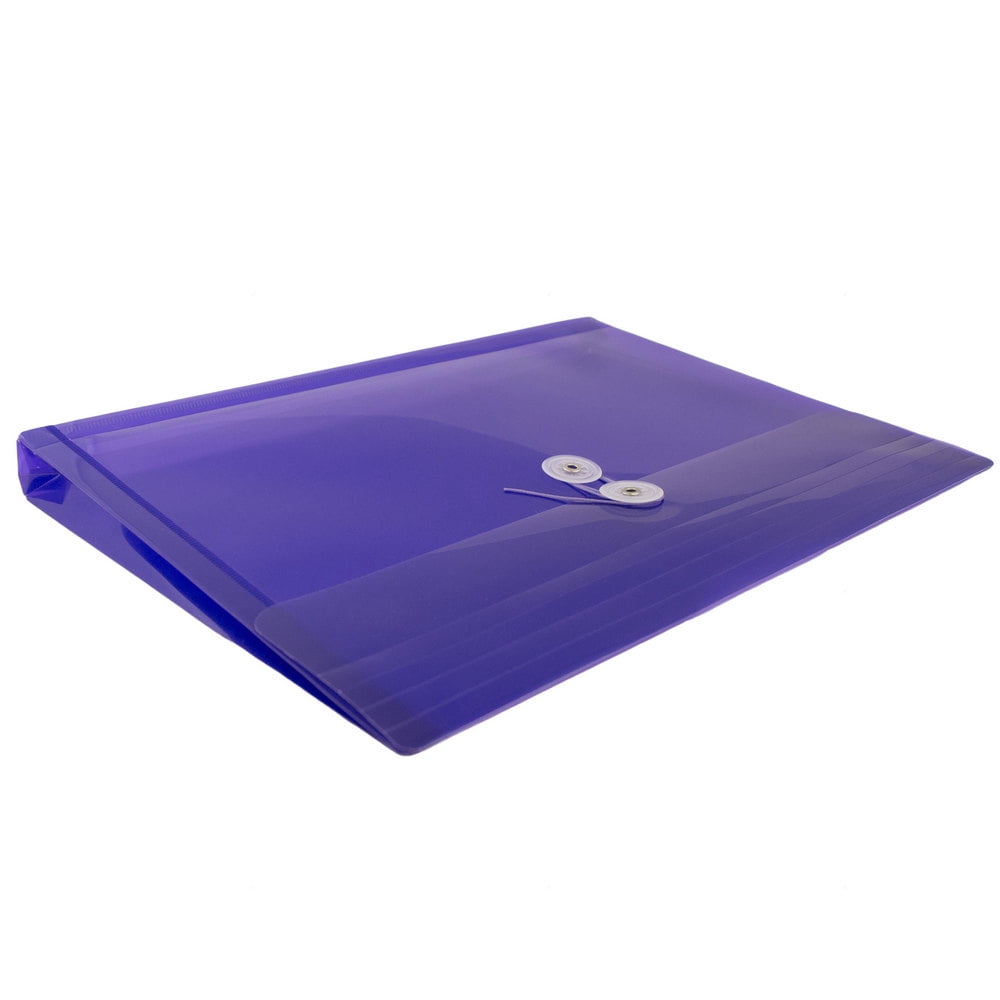 JAM Paper Plastic Envelopes with Button & String Tie Closure, Letter Booklet, 9 3/4 x 13, Purple, 3/Pack
