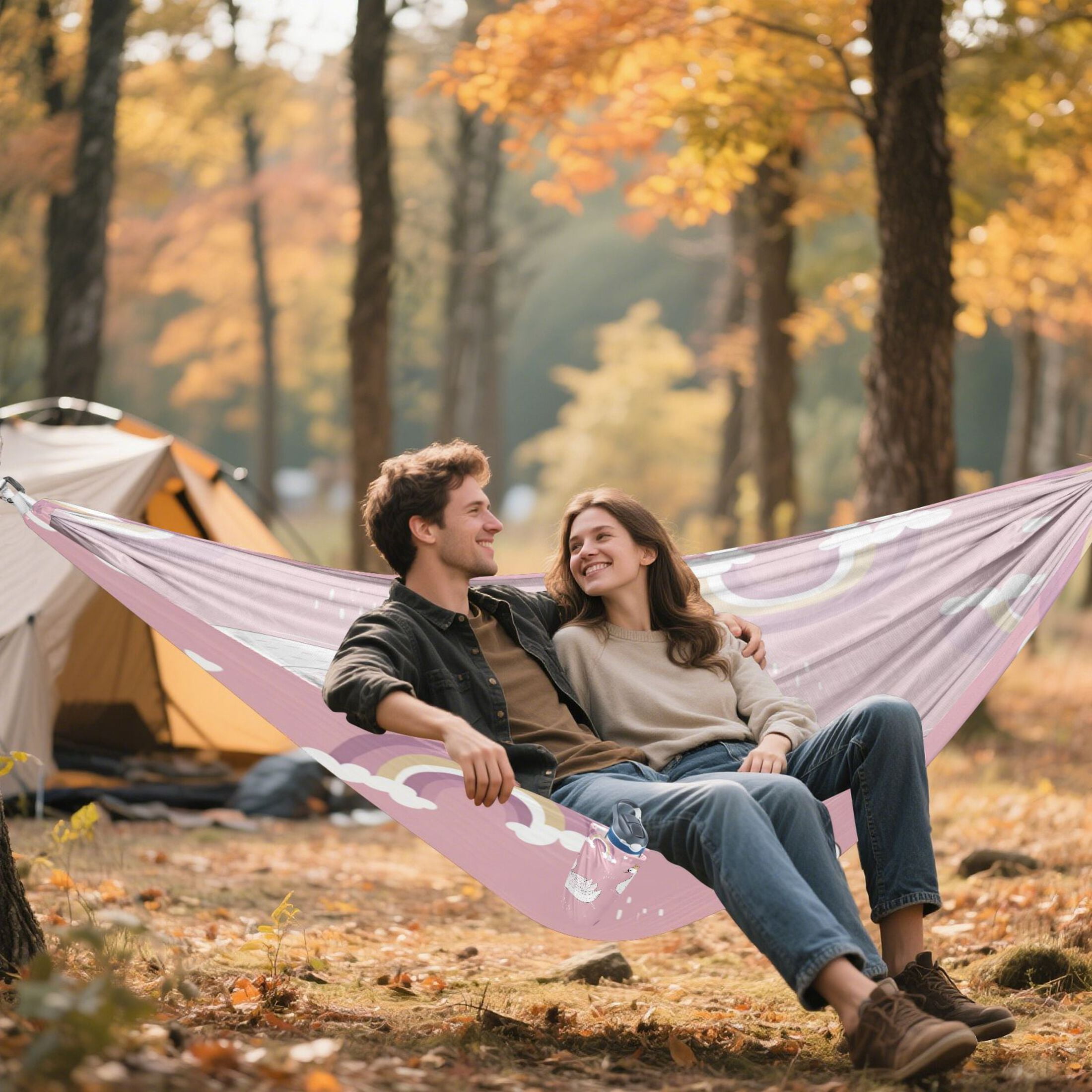 Hammock Camping Hammock Nylon Portable Hammock Travel Camping Hammock Crown Swans Rainbow Dinos