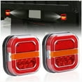 thumbnail image 2 of 1 Pair 4Inch 28 LED Square Tail Lights 12-24V Waterproof Outstanding Brightness Truck Trailer Tail Stop Turn Brake Lights, 2 of 9