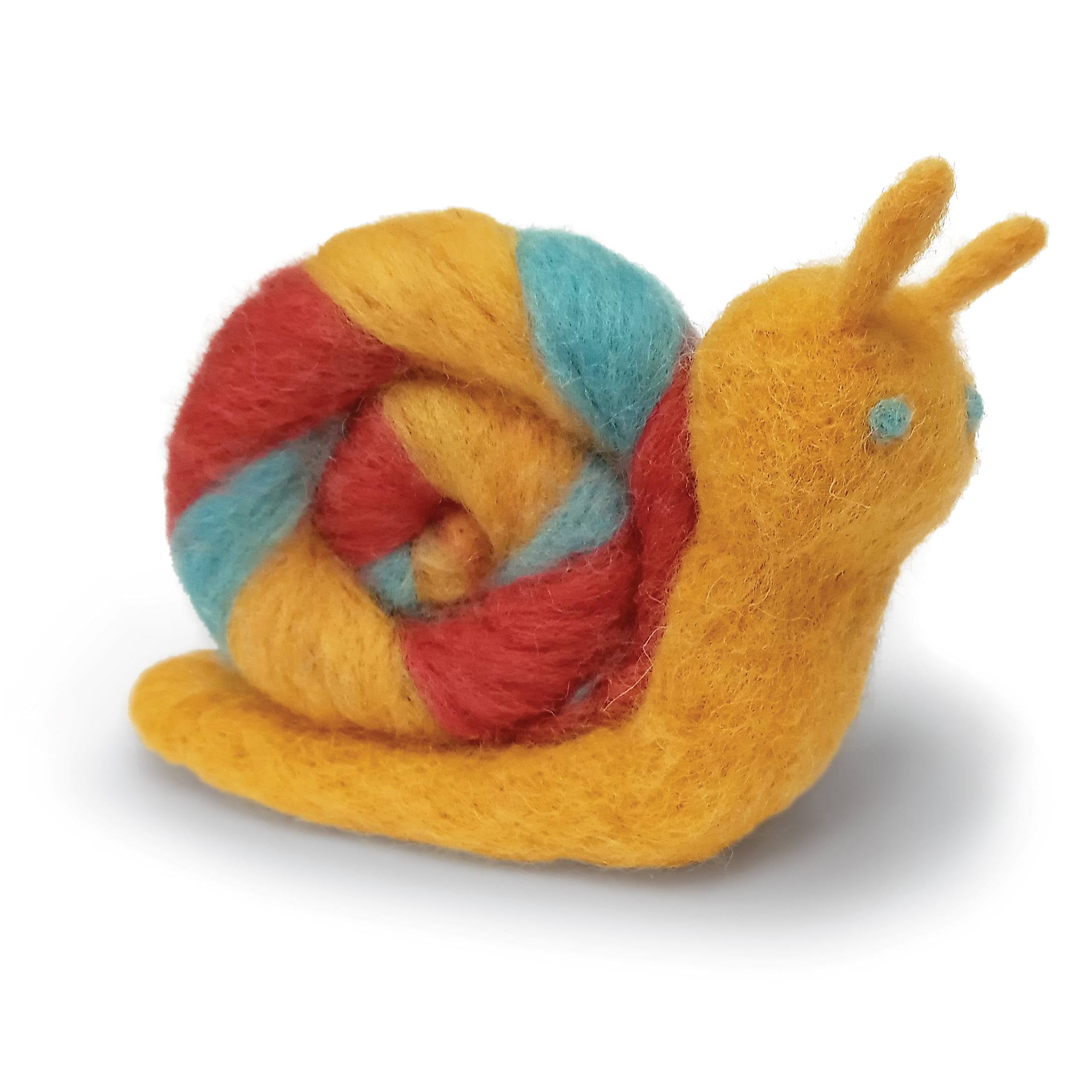Hillfolk Needle Felted Snail Kit- Includes Wool Roving, Needle, Foam Block And Instructions. Makes One 4.5" X 3.5" Snail.