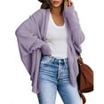 thumbnail image 3 of Dellytop Womens Open Front Cardigan Batwing Sleeve Shawl Collared Sweater Cloak Outwear, 3 of 4