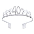 thumbnail image 1 of Cumpleaños Crystal Rhinestone Tiara Queen Crowns Fiesta de baile Diadema Peines Pin para el favor de la fiesta de cumpleaños número 40 de las mujeres, 1 of 5