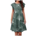 thumbnail image 2 of SMihono Robe d'Été Grande Taille pour Femmes 2023 Mode Vacances d'Été Imprimée Col Rond Manches Courtes Fête Plage Robe Ample, 2 of 9