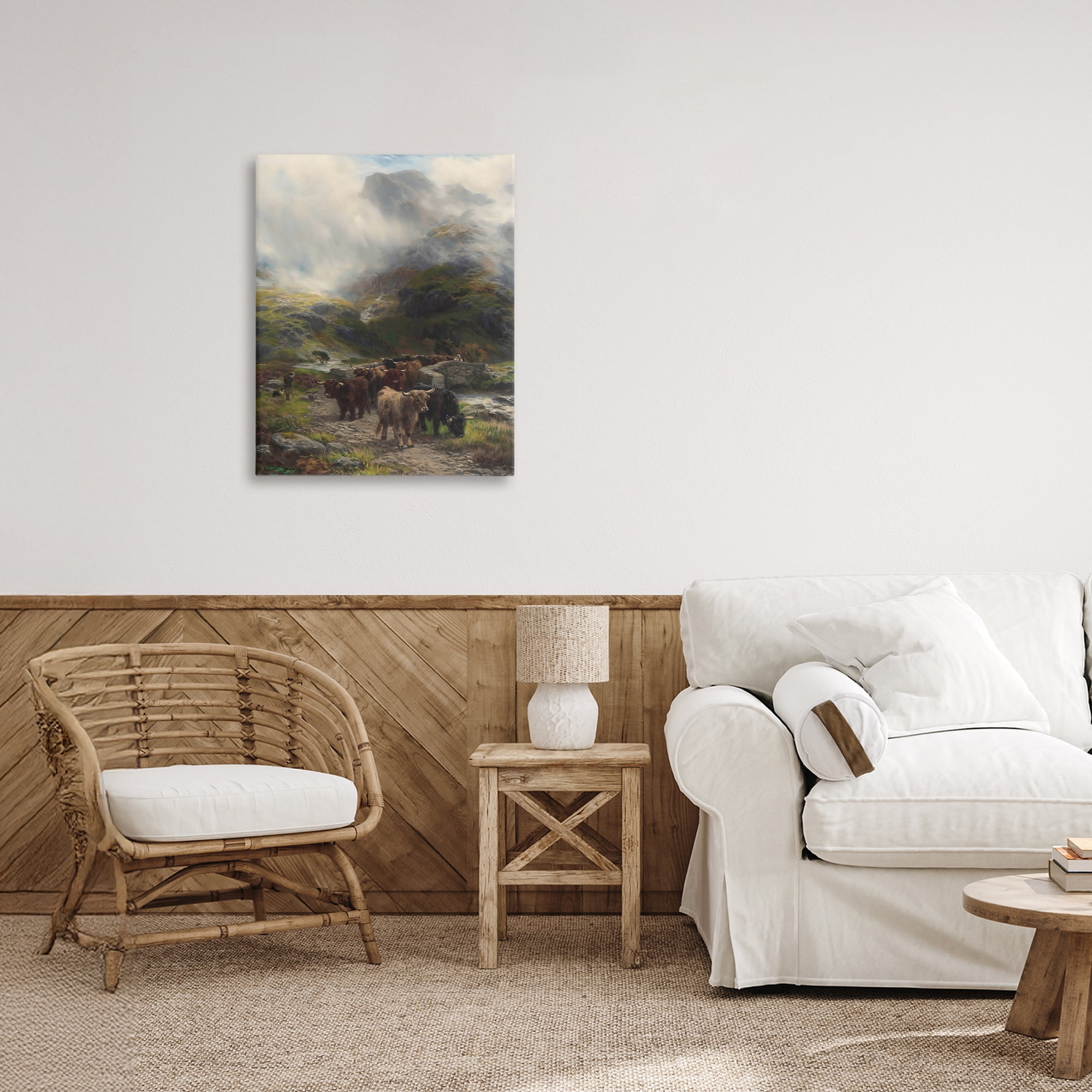 Stupell Industries Moody Highland Cows Herd Canvas Wall Art, design by Arlington Prints