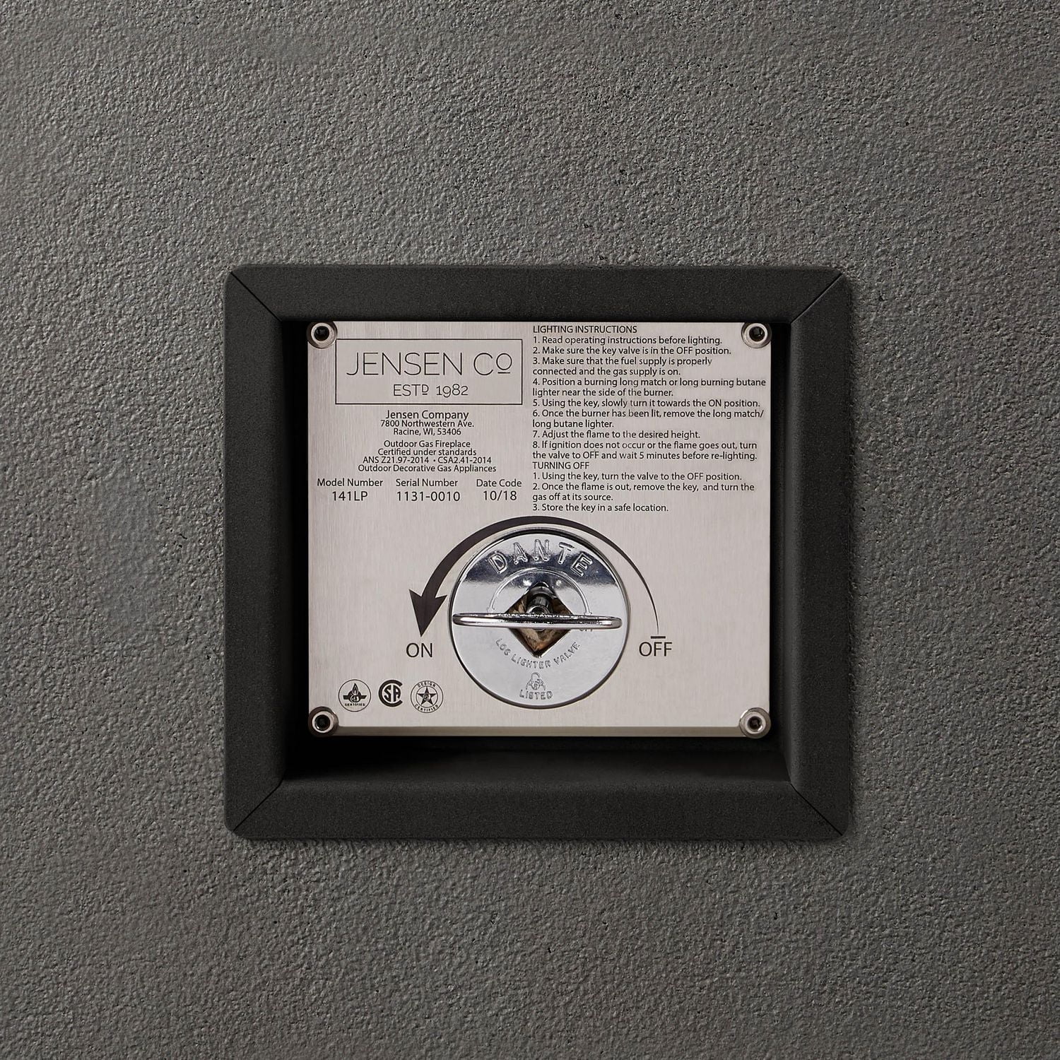 Real Flame Estes 40" Square Concrete Natural Gas Fire Pit in Carbon by Jensen Co.