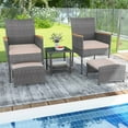 thumbnail image 4 of Costway 5 PCS Patio Conversation Set with Soft Cushions Ottomans & Tempered Glass Top Table, 4 of 9