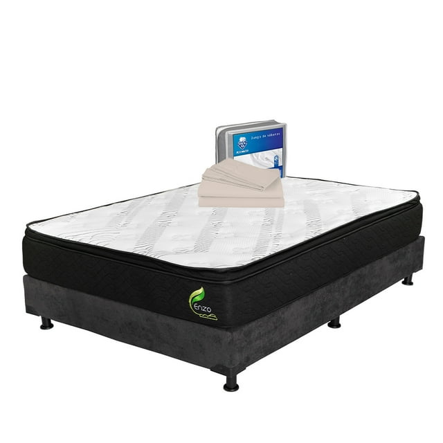 Colchón Queen Size Restonic Enzo + Box + Juego de Sábanas