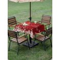 thumbnail image 3 of Outdoor Tablecloth with Umbrella Hole and Zipper, Red Gnomes Christmas Square Table Cloth 60x60 Inch Waterproof Tablecloth, Xmas Weeping Balls Snowflake Picnic Table Cover for Patio Camping, 3 of 7