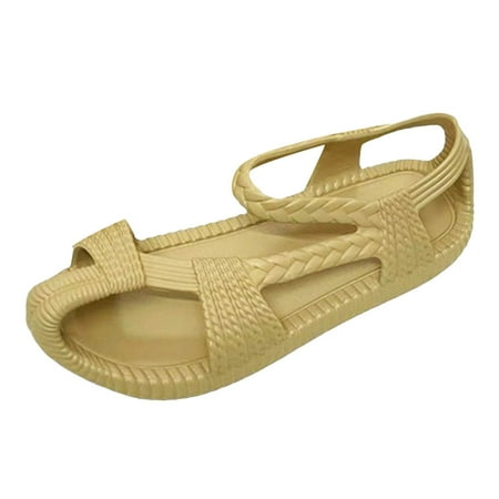

Vuygyu EVA Hand Knitted Sandals Comfortable Breathable Casual Unisex Braided Sandals Summer Beach Wedge Heel Sandals for Women Tan Funky Monkey Sandals Women Sandals for Women Heels Wedge Beaded