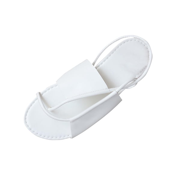 HomeDM Women's Flat Sandals Dressy Cross Strap Toe Ring Ankle Strap Summer Beach Walking Sandals, White Size 5.5