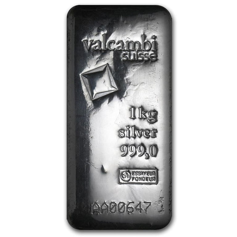 Valcambi 1 Kilo Pure Silver Bullion Bar - Cast with Assay