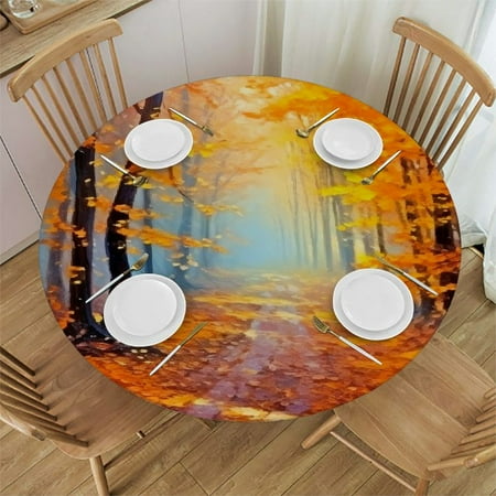 

SHERONV Fall Colors Round Table Cover Stain Resistant & Washable Perfect for Indoor and Outdoor Use 38 -42