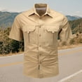 thumbnail image 2 of Afdoent Men's Shirts Male Summer Solid Color Outdoor Casual Style With Pocket Thin Short Sleeve Shirt Casual Vacation Top, 2 of 3