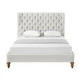 thumbnail image 3 of Aubriana Linen Platform Bed Queen Size, Cream White, 3 of 12