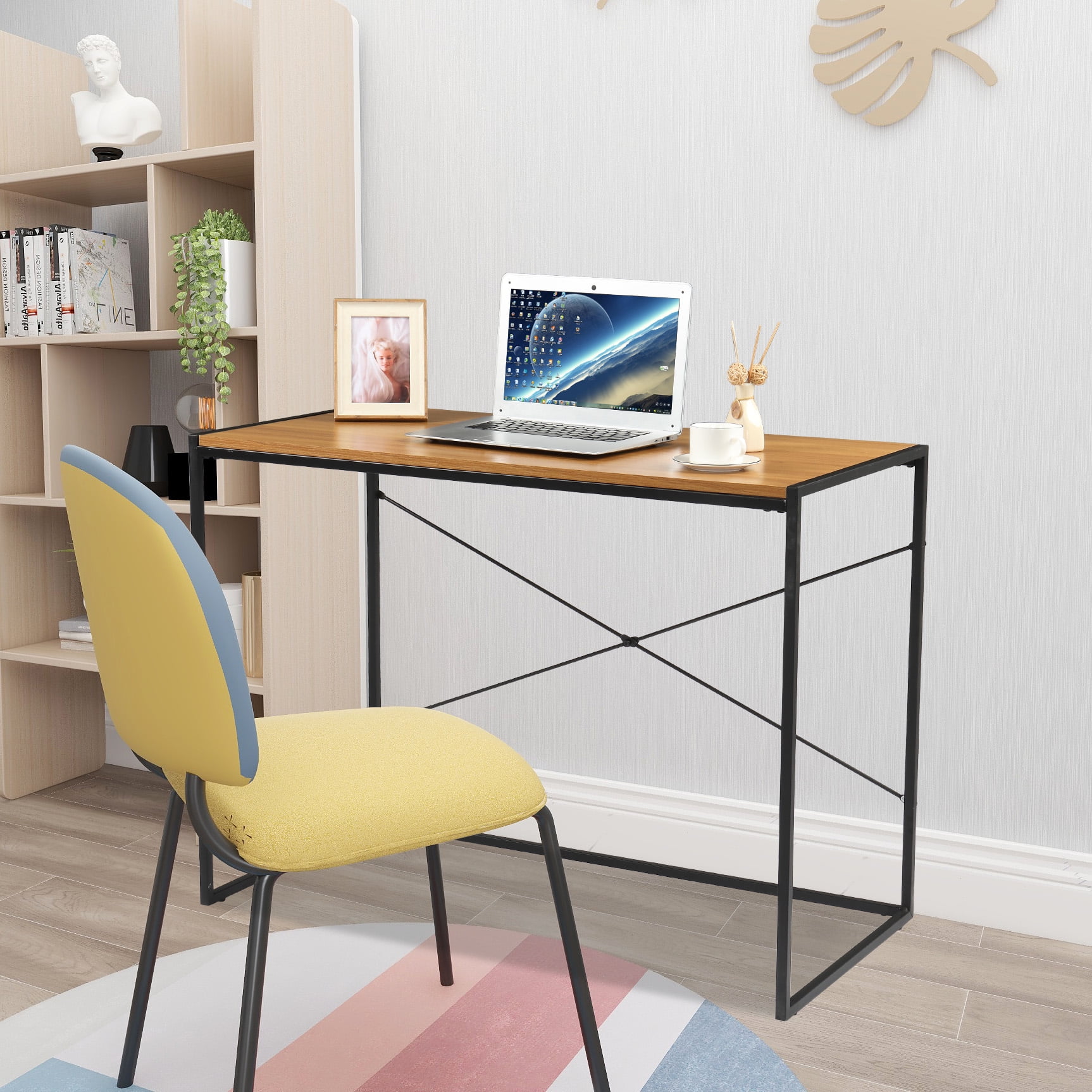 Lowestbest Modern Computer Desk, Office Writing Desk, Wood and Metal PC Table for Home Lowestbest Modern Computer Desk, Office Writing Desk, Wood and Metal PC Table for Home