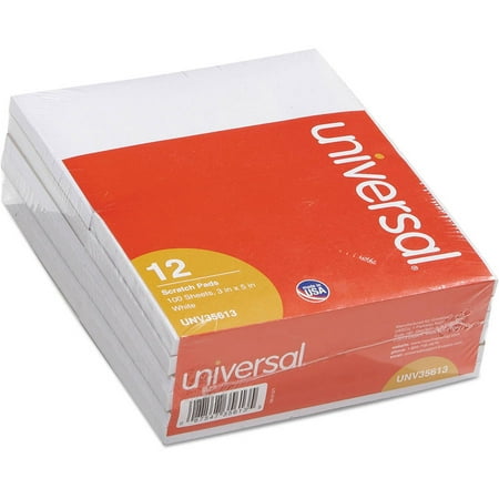 - (2 Pack) Universal Scratch Pads, Unruled, 3 x 5, White, 100 Sheets, 12/Pack -UNV35613