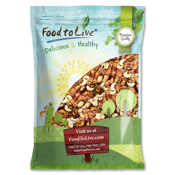 Food to Live Mixed Raw Nuts, 8 Pounds Cashews, Brazil Nuts, Walnuts, Almonds