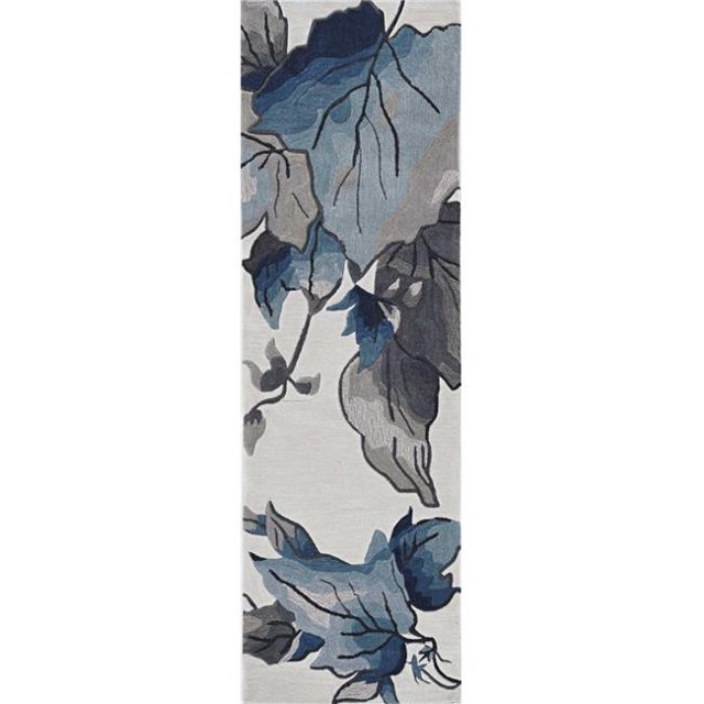 Tapis en Polyester Ivoire Bleu 60 Pouces X 90 Pouces X 0. Pieds5 Pouces
