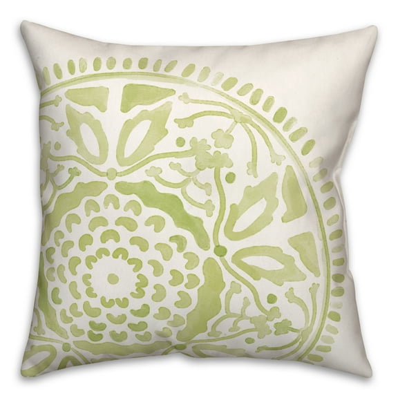 Creative Products Large Lime Green Watercolor Medallion 20x20 Indoor / Outdoor Pillow
