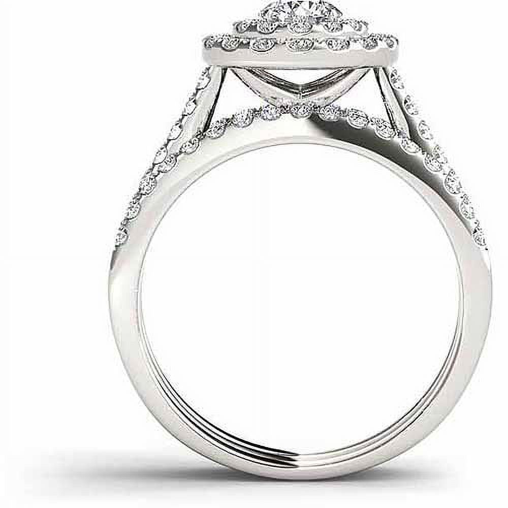 1-1/2 Carat T.W. Diamond 10kt White Gold Cushion-Shape Double Halo Engagement Ring Set