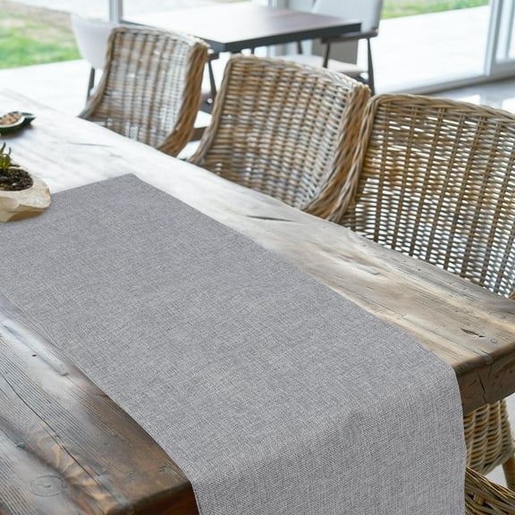 OATIPHO  Linen Table Runner Grey Machine Washable for Elegant Decor