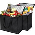 thumbnail image 4 of 4 Pack Insulated Reusable Grocery Bag Food Delivery Bag with Dual Zipper, 4 of 7