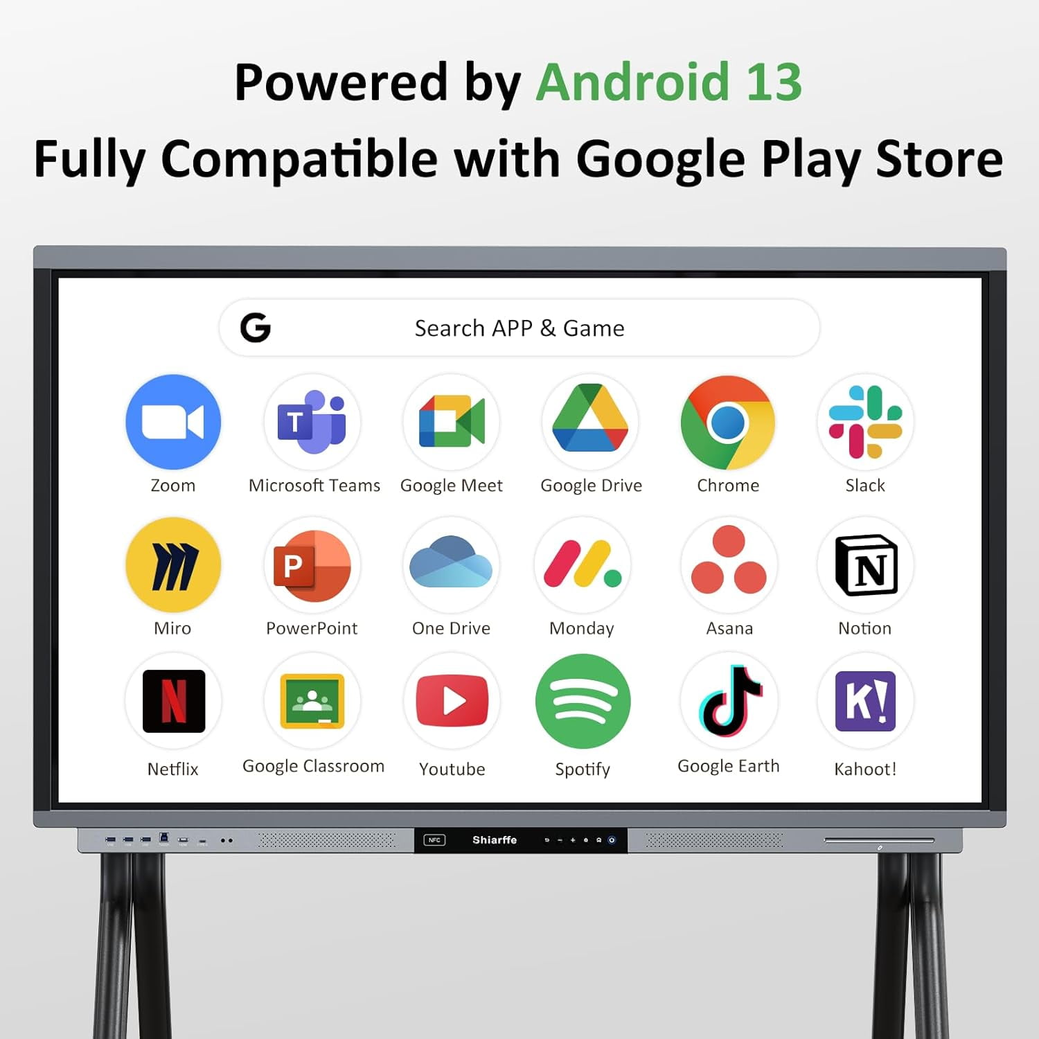 Shiarffe R9 Ultra Smart Board 55 Inch 16GB + 256GB EDLA-Certified Digital Whiteboard, 4K Touchscreen Interactive Display for Classroom Office Hybrid Work