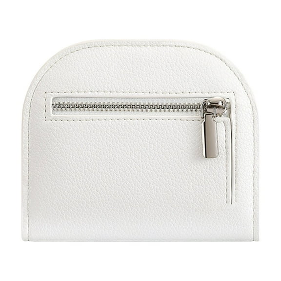 Small Wallet for Women, Short Foldable with ID Window, Credit Card Slots & Zippered Coin Pocket (White)