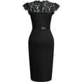 thumbnail image 4 of Wdgfv Women's Elegant Floral Lace Ruffle Design Cap Sleeve Party Dress Black M, 4 of 6