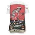 thumbnail image 5 of Tarot Card Death Womens Summer V Neck Zipper Top Short Sleeve T Shirt Off Shoulder Top Casual Classy Loose Shirts, 5 of 7
