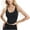 Black, variant on Women's Scoop Neck Cropped Sports Tank Top with Thin Straps - Small, Ivory
