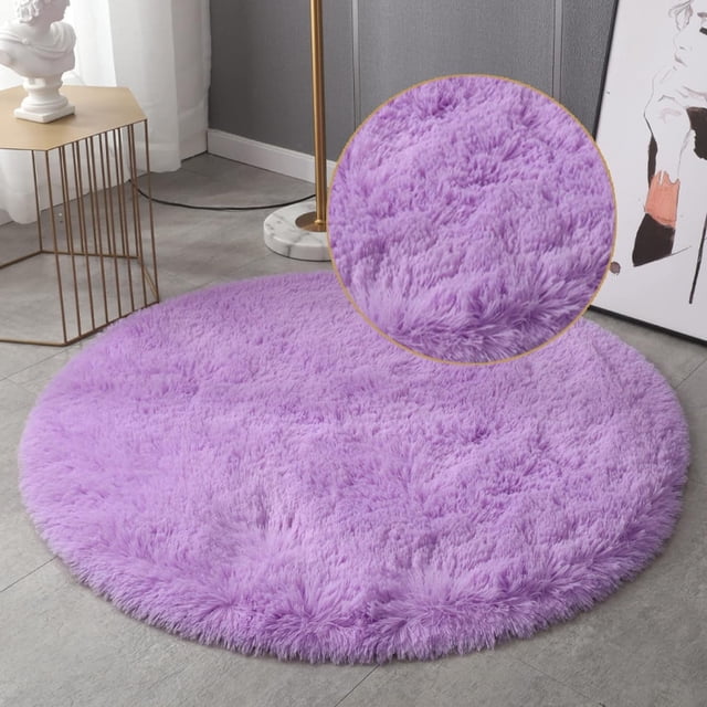 Nvzi-b - Alfombra de baño de felpa peluda y antideslizante, lavable a máquina, ideal para suelo, bañera y ducha, 78 x 78 cm (morado)