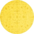 thumbnail image 1 of Ahgly Company Machine Washable Indoor Round Oriental Yellow Traditional Area Rugs, 3' Round, 1 of 4
