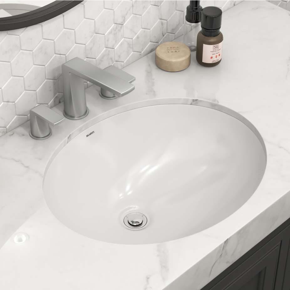 Ruvati RVB0619 Krona 18" Oval Porcelain Undermount Bathroom Sink - White
