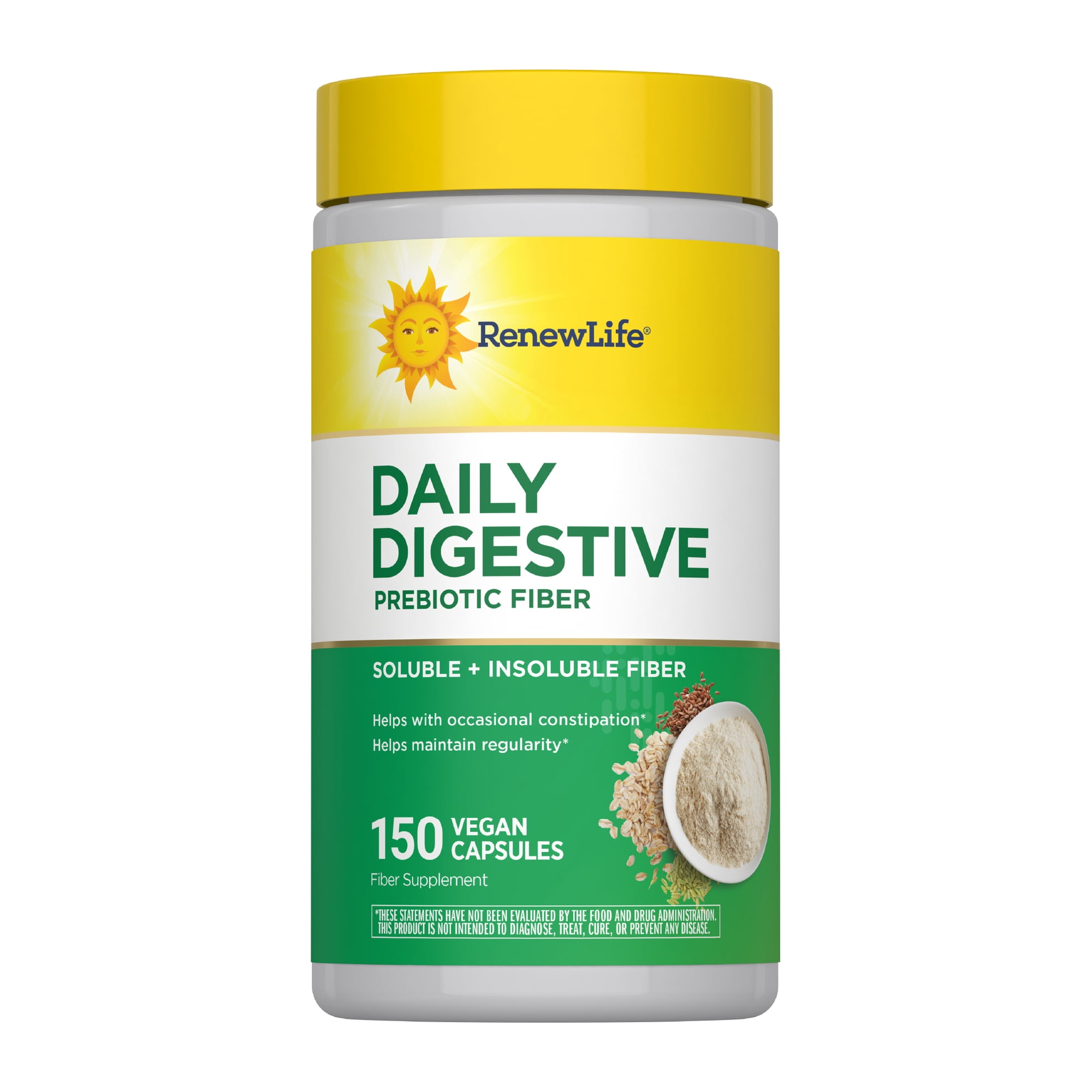 Adult Daily Digestive Prebiotic Fiber | 150 Vegetarian Capsules | by Renew Life