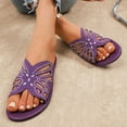 thumbnail image 4 of Quaouag Women's Rhinestone Sandals Slide Glitter Bling Casual Sandal Flat Open Toe Sparkle Slides, 4 of 5
