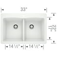 thumbnail image 2 of Blanco 440221 DIAMOND 33" Equal Double Dual Deck SILGRANIT Sink, White, 2 of 2