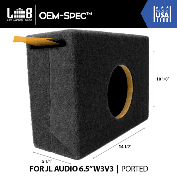 0.25 ft @ 38Hz Ported Enclosure Box for JL Audio 6.5" W3v3 (6W3v3) Subwoofer