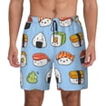 thumbnail image 2 of Picia Kawaii Sushi pattern Mens Swim Trunks with Compression Liner Stretch Beach Shorts Quick Dry with Zipper Pockets No-Chafing Board Shorts-Small, 2 of 9
