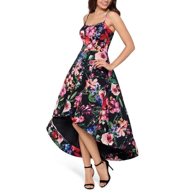 Xscape Robe Sans Manches à Imprimé Floral pour Femmes en Noir Multi Taille 12